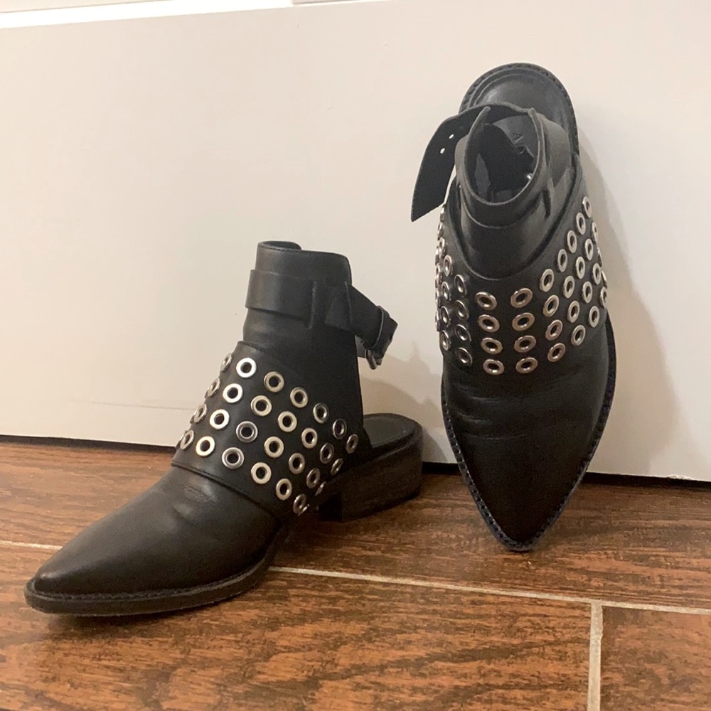 All Saints Black Leather Yannis Ankle Boots